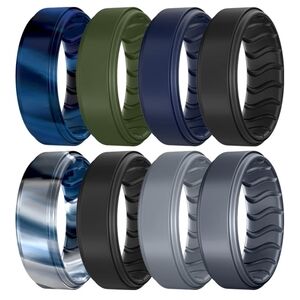 Silicone Ring Set - Black, Blue, Green And Gray